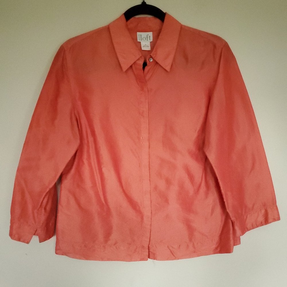 Vintage Ann Taylor Loft coral button up shirt 8
